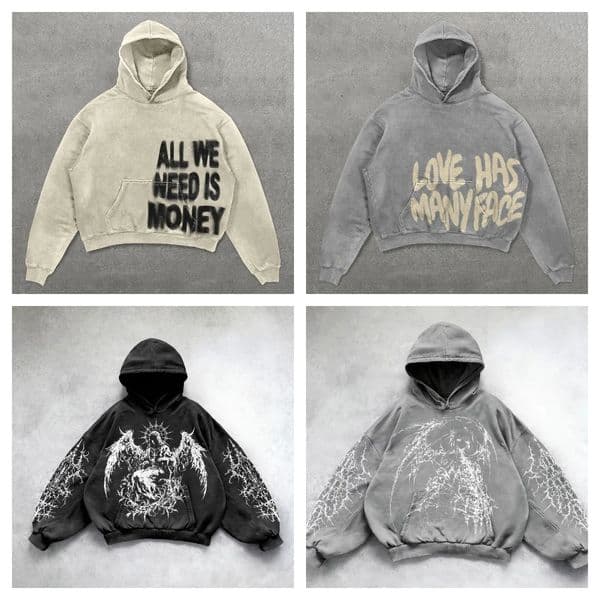 Harajuku Oversized Letter Print Streetwear Hoodie Vintage Streetwear Sweatshirt Goth Jacket Y2k tops Hoodies men clothing R251106BJ