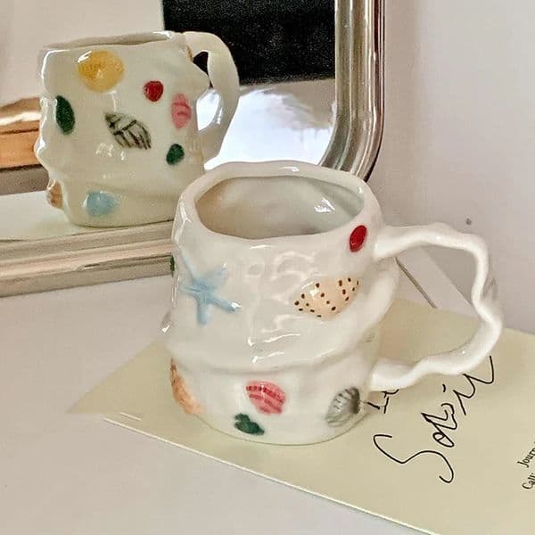 350ml Irregular Ceramic Cup Creative Office Coffee Cups Hand-painted Home Breakfast Milk Mug Drink Ware 251105
