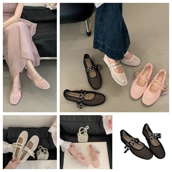 2025 Fashion Dress designer shoes women real leather loafer Hollow out flat Shoe womens black White Pink Round Toe Ladies Dress Shoes Size 35-40 free shipping