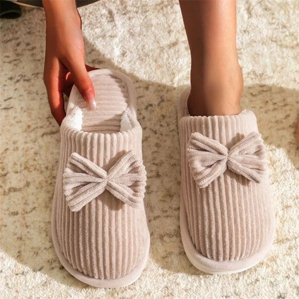 Fashion Womens Bow Slippers Fall/Winter Indoor Bedroom Floor Lightweight and Warm Slippers for Home 251105ww