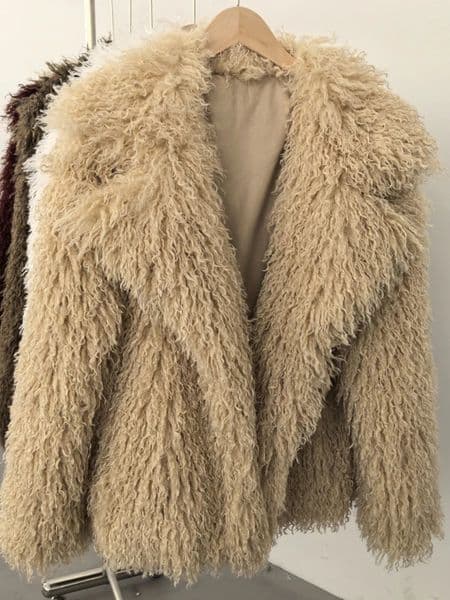 Aynaray Winter Women Faux Fur Jacket Solid Khaki Long Sleeve Thick Warm Outwear Fluffy Coat For 251105