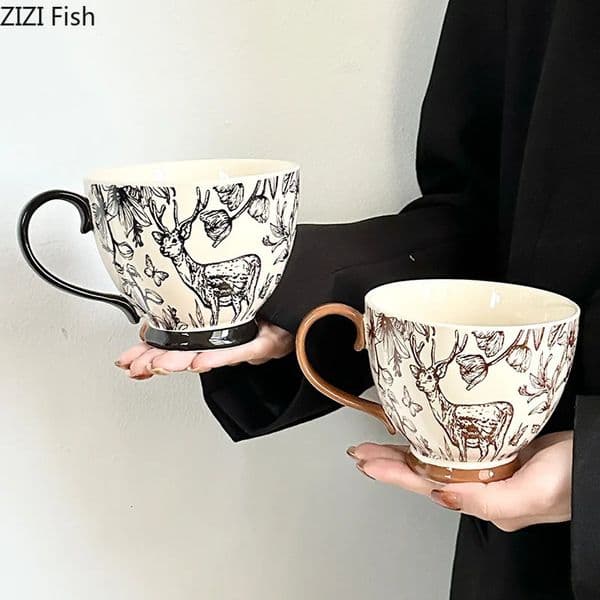 500ml Couple Water Cup Creative Ceramic Mug Office Afternoon Tea Latte Coffee Cup Modern Home Breakfast Oat Milk Cup Drink Gifts 251105