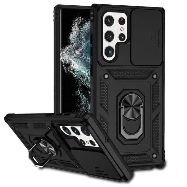For Galaxy Case Coque Fundas Slide Lens Magnetic Holder Back Bumper Samsung S23 S24 S22 S21 Plus Ultra Cover