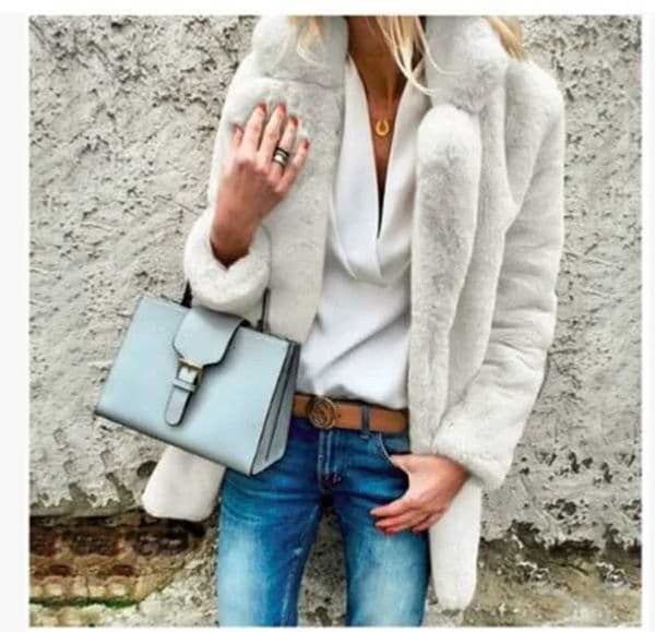 Designer woolen coat New in autumn and winter long-sleeved lapel womens plush coatY251106