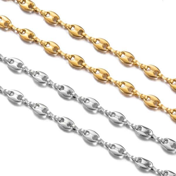 1 Piece 5MM Stainl Steel Coffee Bean Hip Hop Chains Pig Nose Punk Necklaces Men wens jewelryW251106