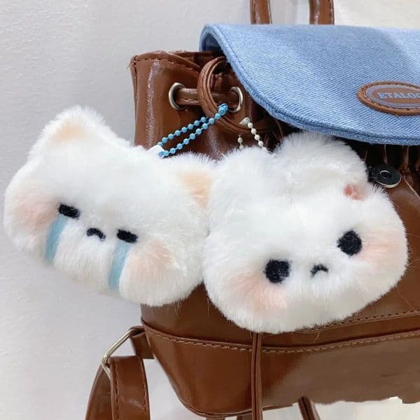 Soft Plush Rabbit Keychain for Women Cute Fur Kitten Bag Charms Girl Animal Key Chains Couple Friend Gift Keyring 251105