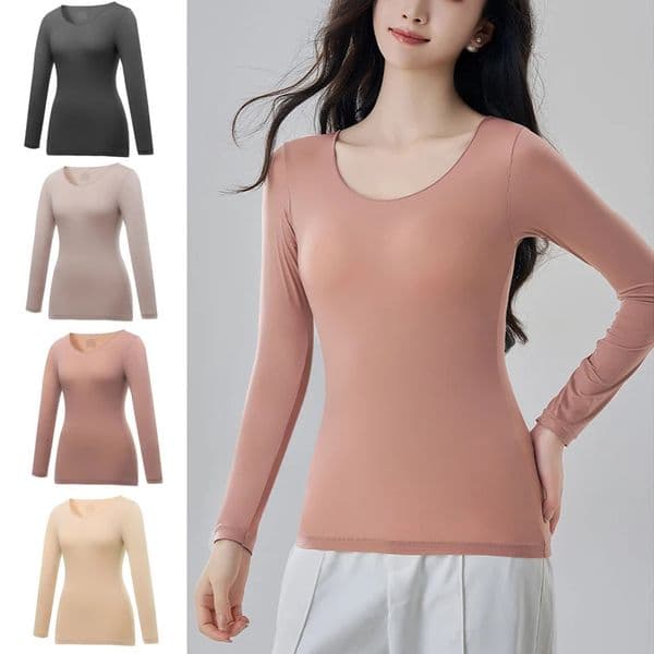 1pcs Womens Ultrathin Thermal Underwear High elasticity Plus Size Constant Temperature Seamless Long Sleeve Bottoming Tops 251030
