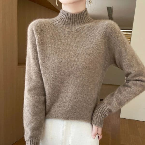 Womens Autumn And Winter Knitted Pullover SemiHigh Neck Thick Sweater LongSleeved Fashionable Comfortable knitted GH469 251106