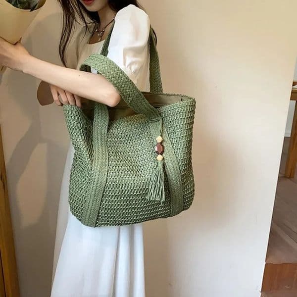 Elegant Ladies Straw Woven Handbag Women Holiday Beach Commute Casual Tote TopHandle Bags Fashion Retro Shoulder 2023 251106