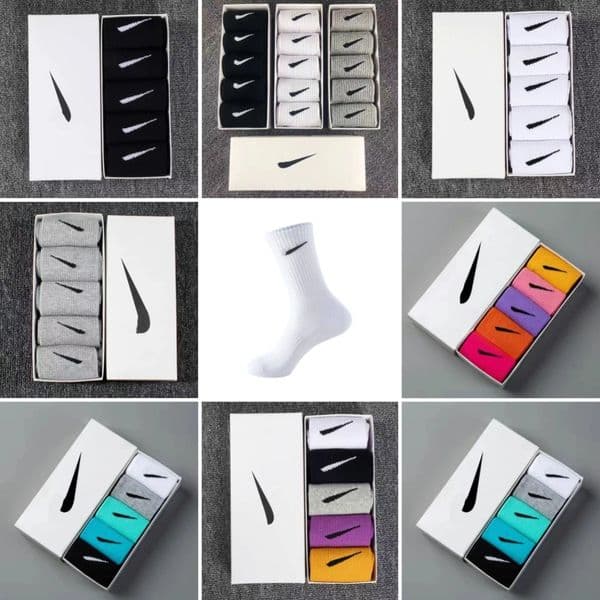 5 pairs of boxed socks Men's Designer Cotton Socks Running Soccer Basketball Sports Socks Women Skateboard Stockings