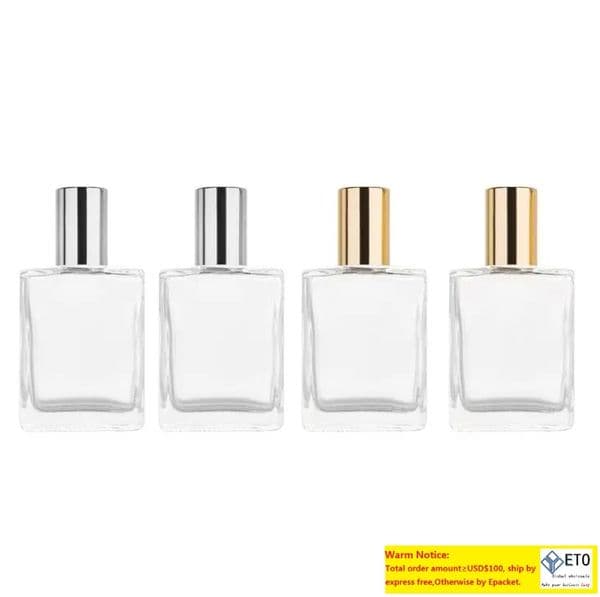 Wholesale 15ml Square Mini Portable Steel Ball Bottle Refillable Roll On Glass Bottles For Essential Oil SN5355 LL