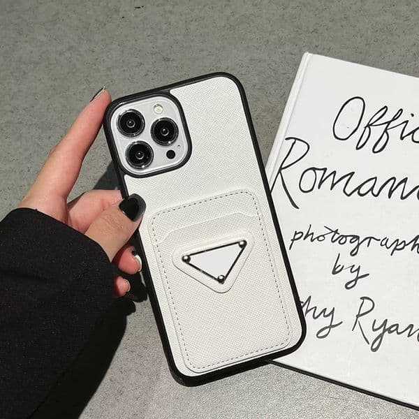 Luxury Leather Card Phone Case for Phone Pro 8 Bumper Coverage Patched Pocket Lens Ring Back Cover Coque Funda White R251211