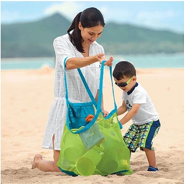 Childrens beach foldable mesh bag childrens bathroom toy storage swimming large 250401