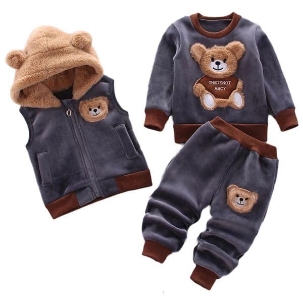 3PCS Winter Autumn Toddler Baby Boys Girls Clothes Baby Sweaters Coat Pants Hooded Vest Outfit Set Infant Warm Clothing Suits 251105BJ
