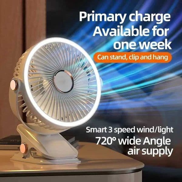 8000mAh camping fan rechargeable desktop portable air circulation device wireless ceiling electric fan with LED light clip on household fan W250403