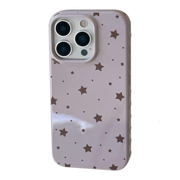 Full Screen Scattered Stars Solid Color Phone Case Compatible with iPhone 17/16 Pro Max Simple Protection iPhone 15/14