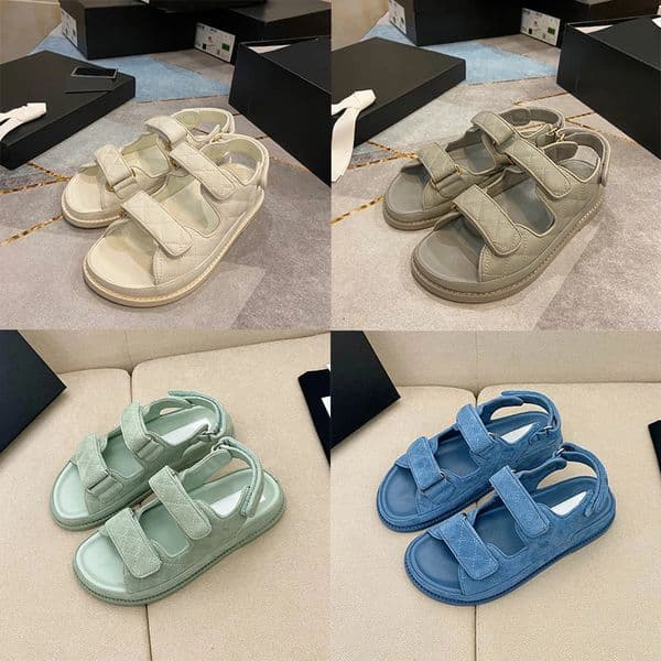 sandals designer sandals women slides slippers flat-heel shoes denim blue black green womens luxury sandals genuine leather beach sliders Sandale summer shoes 35-41