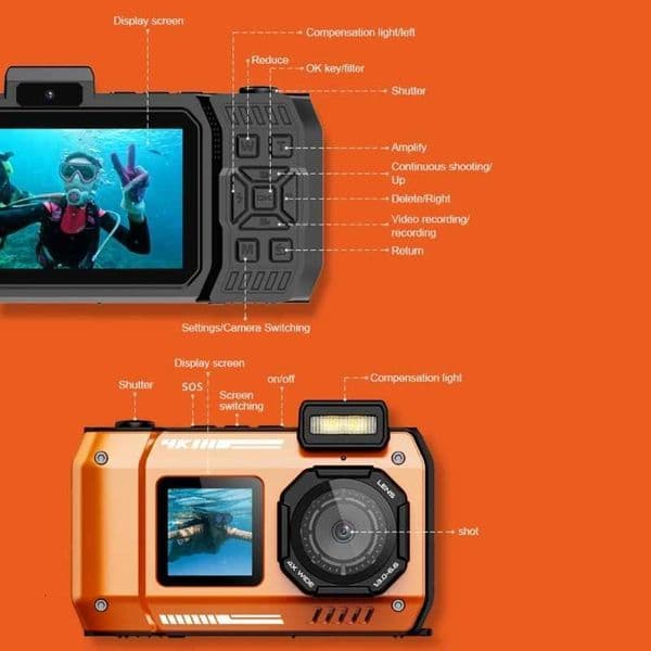 6500W Pixel Waterproof Camera With 10xZoom IP68 Rating Auto Focusing Camera For Underwater Photography Up To 10MetersW251107