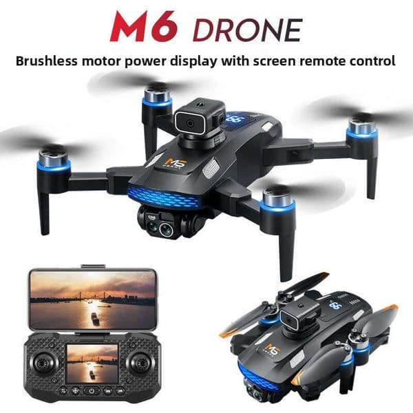 M6 Brushless Drone With Screen Control, Aerial Photography, Optical Flow Obstacle Avoidance, Foldable Remote Control Aircraft
