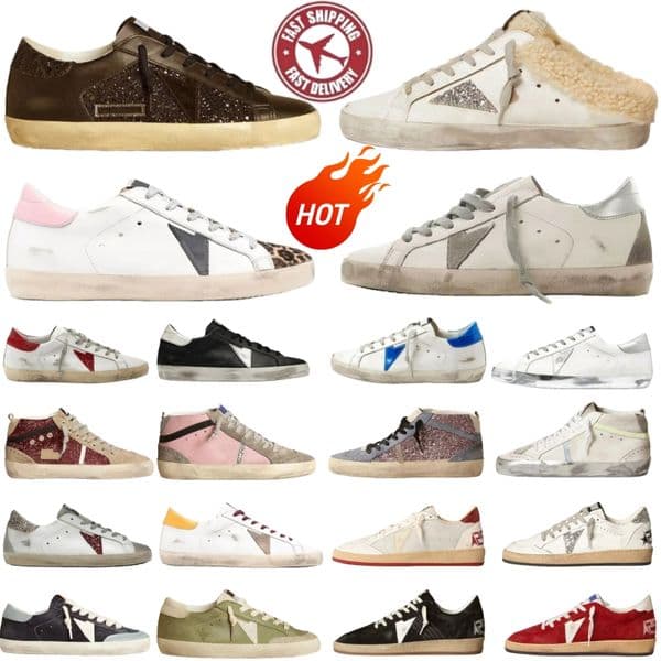 With box Designer Loafers Sneakers Super-star S Shoes Leather Italy Dirty Old Shoe Brand Women Men Black White Ball Casual Star Trainers 35-46