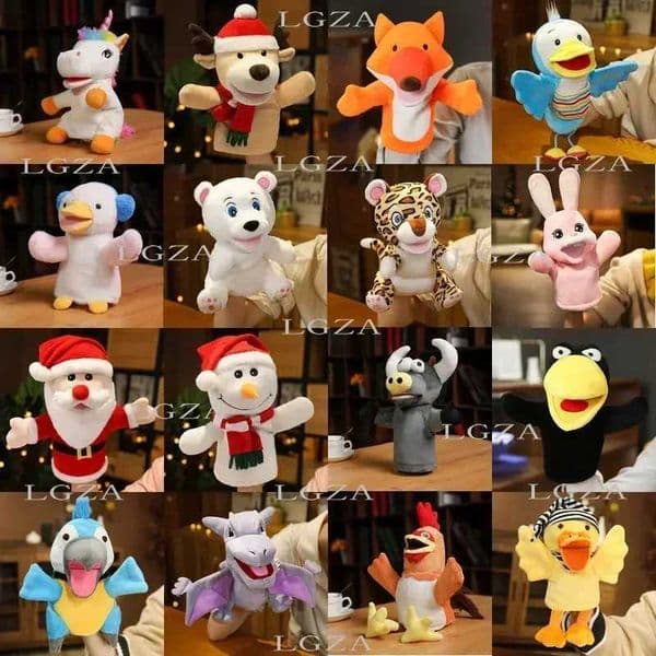 Stuffed Plush Animals Toys Hand Finger Puppet Kawaii Dolls Educational Baby Toys Learning Education Monkey Tiger Children Gift L260430