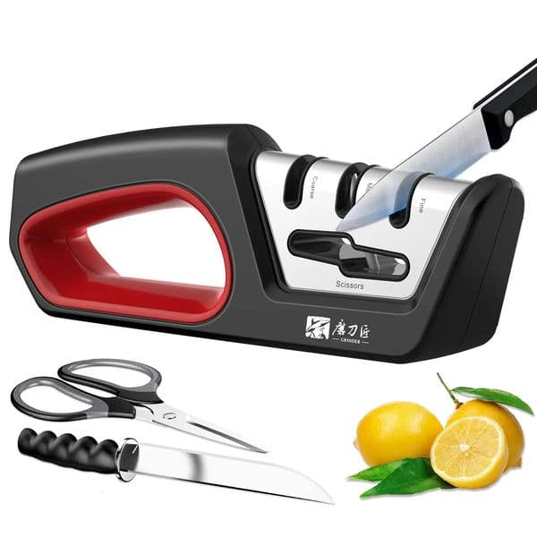 Four in one kitchen sharpener restores serrated blade knives and scissors diamond tungsten steel ceramics 251103