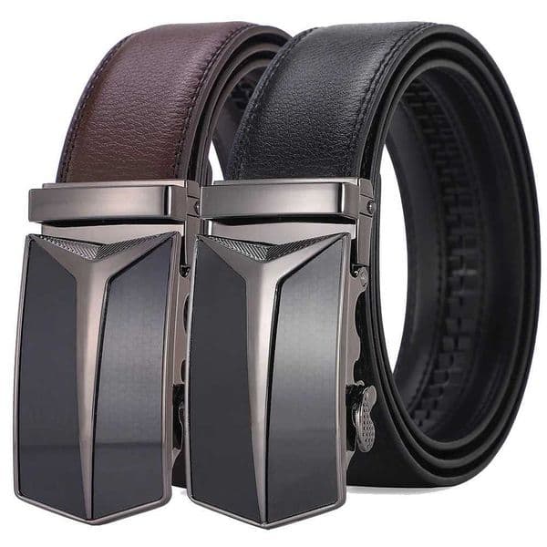 35cm High End Handsome Metal Alloy Automatic Buckle Belt Mens Genuine Leather Waistband Fashion Business Black Brown BeltsT251107