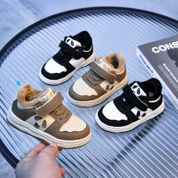 Toddler Baby Kids Fashion Design Walking Shoes Sneakers White Black Panda Sports Shoes Umshop Boys Girls Winter Outdoor Warm Board Shoes Sizes 22-31 U0129