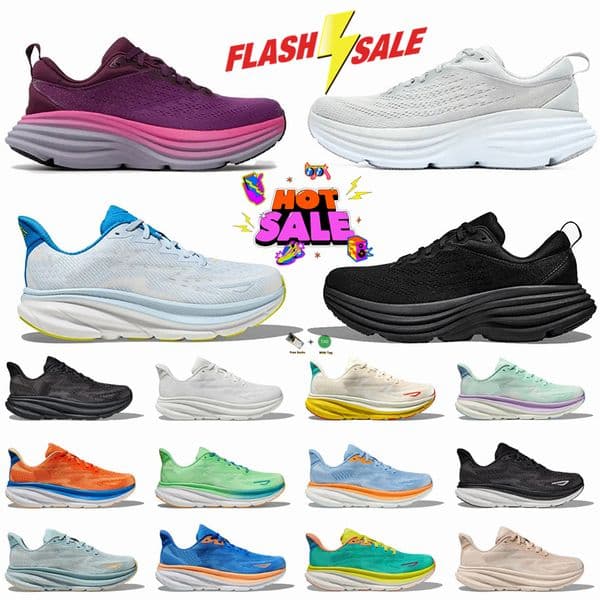 Designer free shipping Bondi 8 Running Shoes Clifton 9 Runner Carbon x2 Triple Black White grey Outdoor Sports Trainers Lifestyle Shock Absorption size 36-45