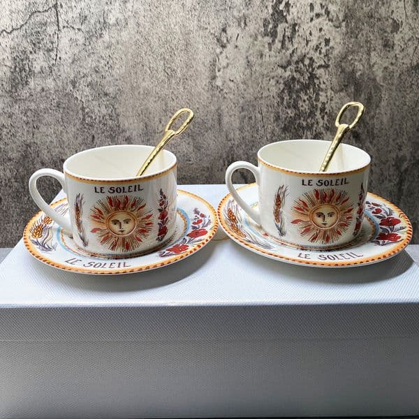 Bone China Coffee Cup Sets Colorful Flower Ceramic Tea Cups And Saucers British Office Teacup Porcelain Nice Gift