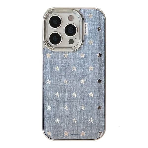 Minimalist Denim Star Phone Case Compatible with iPhone 17/16 Pro Solid Color Protective Cover iPhone 15/14