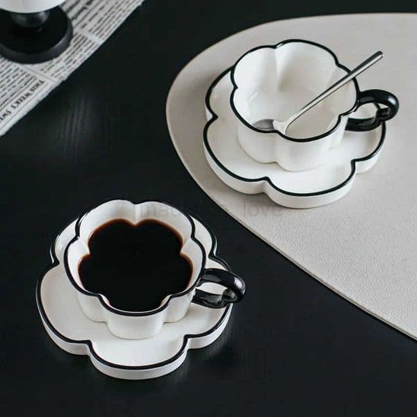 Designer Luxury Coffee Mug Ceramic Latte Cup with Saucer Elegant Afternoon Tea Set