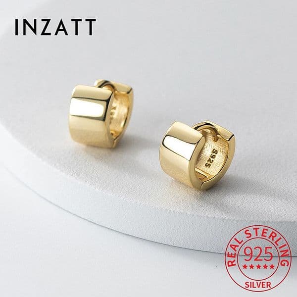 INZATT Real 925 Sterling Silver 5mm Wide Surface Hoop Earrings for Women Classic Fine Jewelry Minimalist Accessories 251131