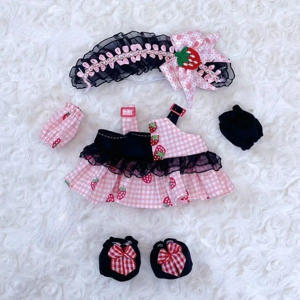 20cm Cute Mini Plush DollS Clothes Outfit Accessories Maid Skirt Cute Doll Dress Suit 250407