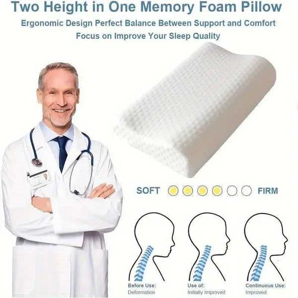 1pc Memory Foam Pillow Featuring A Knitted Fabric Cover and A Polyurethane Core Suitable for Machine Washing Y251107