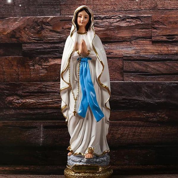 22cm Height Catholic Resin Madonna Virgin Mary Statue Figure Handmade Figurine Religious Wedding Gift Xmas Desktop Decoration 250407