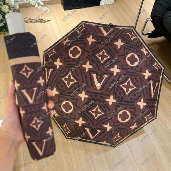 Designer Luxury Fashion Umbrella Simple Automatic Folding Designer High Quality Outdoor Travel Luxury Multi functional Sun V Logo