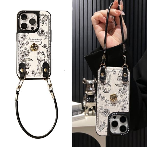 New fashionable phone case suitable for Apple Pro Max lanyard phone case, iPhone body shockproof protective case, trendy designer Apple phone case