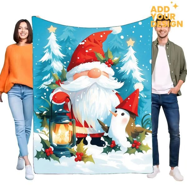Custom Cute Santa Claus Christmas Blanket Soft Cozy Throw for Sofa, Bed, Winter Home Decor, Festive Holiday Gift, Lightweight Fleece, R