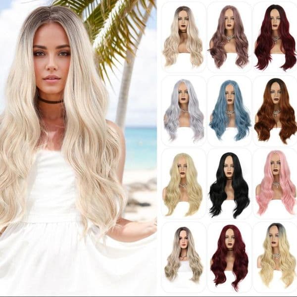 Body Wave Highlight Lace Front Human Hair Wigs Women's Lace Front Wigs Pre-Drawn Synthetic Wigs Multiple Colors High Temperature Resistant