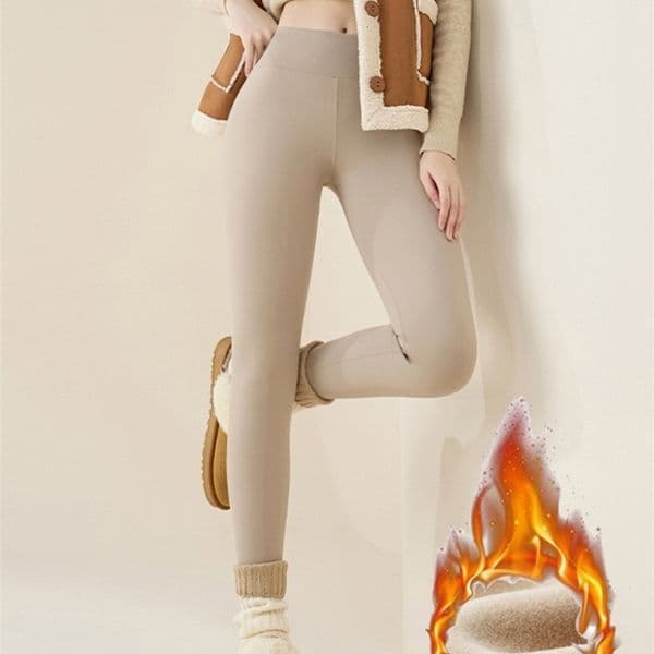BIVIGAOS Autumn Winter Rabbit Fleece Sharkskin Leggings Women Casual Basic Thicken Warm Brown Lined Tights w251031