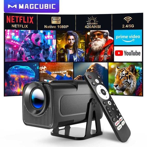 Magcubic HY320 NTV Netflix Officially Licensed Android 13 Projector with 1080P 500ANSI Prime Video YouTube WIFi BT5.2 Portable X250407