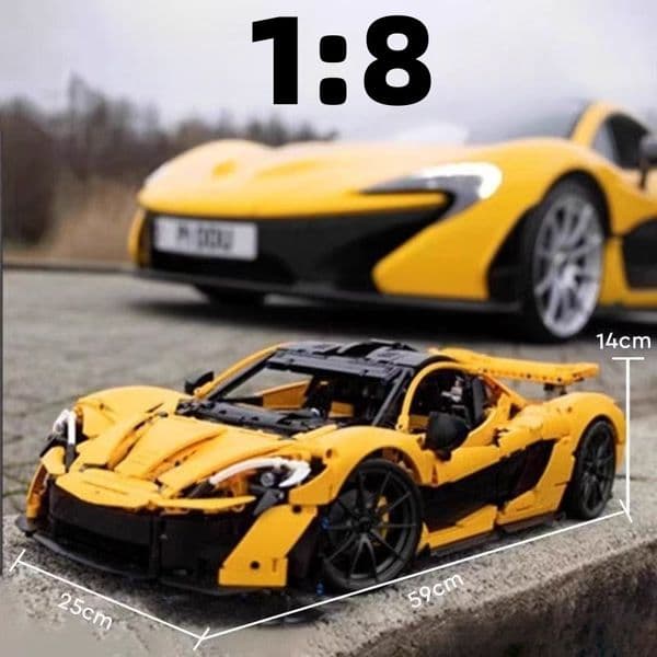 building block 1:8 super car gifts for racing fans Racing car collectible model comes with V8 piston engine and 7-speed gearbox toy brick