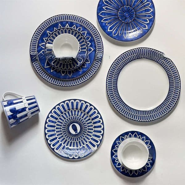 European Bone China Western Dining Blue Seal Coffee Cup And Saucer Set Light Luxury High-End Restaurant Dessert Plate Afternoon Tea B2