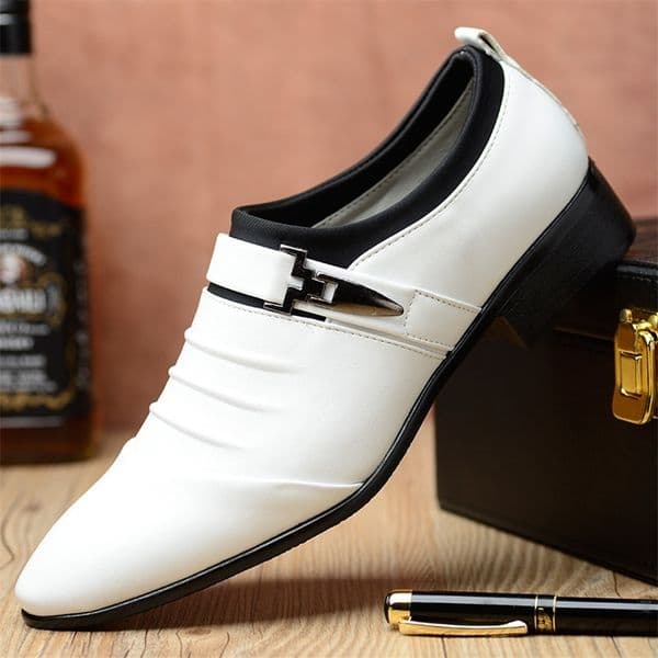 Classic White Men Dress Shoes Casual Business Leather Shoes for Men Point Toe Wedding Formal Shoes Men Size 251106