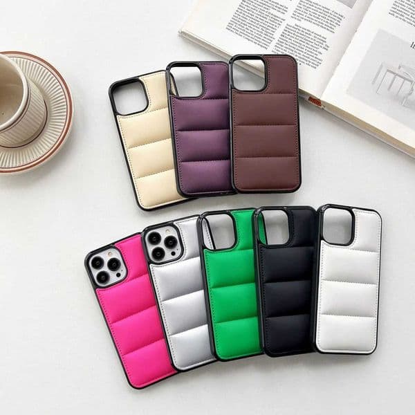 Fashion Silicone Case for iPhone 16 15 14 13 12 11 Pro Max 16Plus 15Plus Soft Fabric Puffer Shockproof Funda Cover C251107