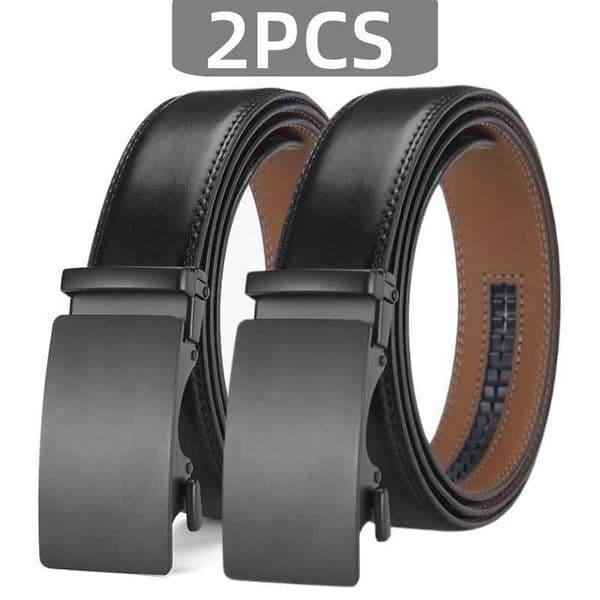 2Pcs Automatic Belt For Men High-Quality Genuine Leather Belt Minimalist Designer Business Belt Adjustable Versatile BeltsT251107