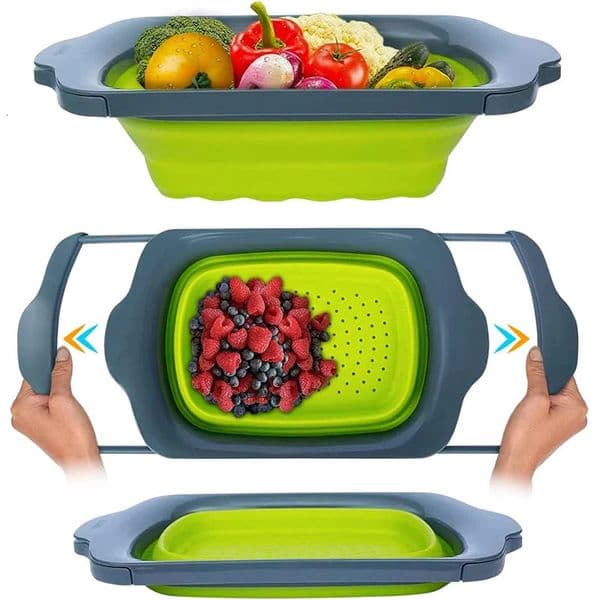 LMETJMA Collapsible Colander with Extendable Handles Colander Strainer Over The Sink Vegetable Fruit Colanders Strainers JT40 250402