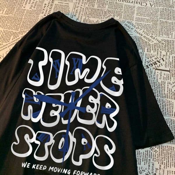 Time Never Stops Lets Keep Moving Forward Mens T-shirt Summer Cotton Top Simple Casual T-shirt Summer Crewneck T-shirt W250407