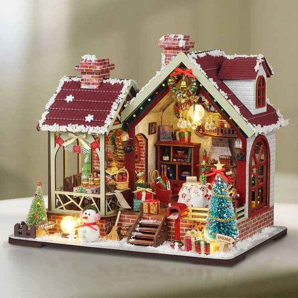 2026 New DIY Wooden Doll House Warm Lodge Casa Figurines Miniatures Assembled Dollhouse With Lights For Friends Christmas Gifts Designer
